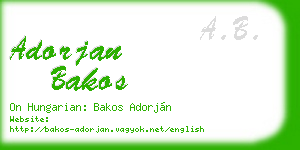 adorjan bakos business card